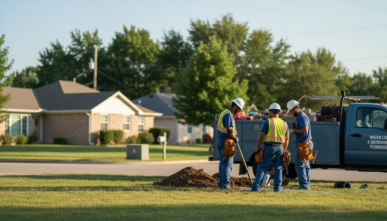 Residential water line and bathroom plumbing service in Golden, OK